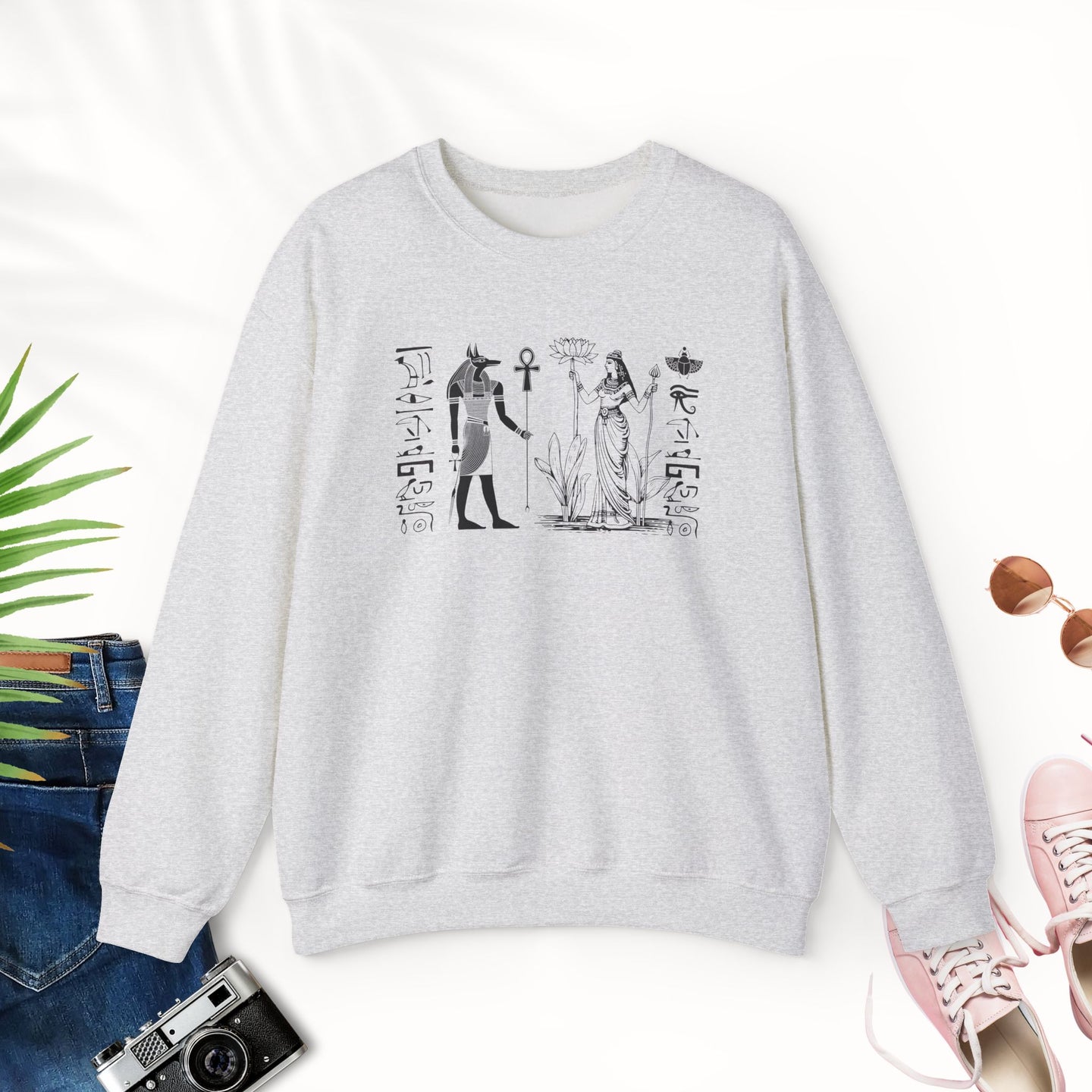 Anubis Egyptian Mythology Sweatshirt Egypt Hieroglyphs Shirt Eye of Horus T shirt Ankh Shirt Anubis and Egyptian Goddess Nebthet Nephthys