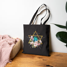 Merkaba Tote Bag Magnolia Flower Merkabah Icosahedron Yoga Bag Merkaba Gift Ideas Hexagon Body Mind Spirit Merkabah Mysticism Cotton Tote