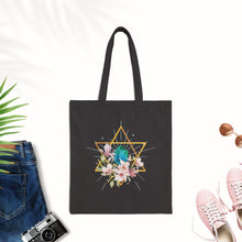 Merkaba Tote Bag Magnolia Flower Merkabah Icosahedron Yoga Bag Merkaba Gift Ideas Hexagon Body Mind Spirit Merkabah Mysticism Cotton Tote