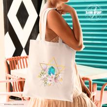 Merkaba Tote Bag Magnolia Flower Merkabah Icosahedron Yoga Bag Merkaba Gift Ideas Hexagon Body Mind Spirit Merkabah Mysticism Cotton Tote