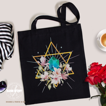 Merkaba Tote Bag Magnolia Flower Merkabah Icosahedron Yoga Bag Merkaba Gift Ideas Hexagon Body Mind Spirit Merkabah Mysticism Cotton Tote